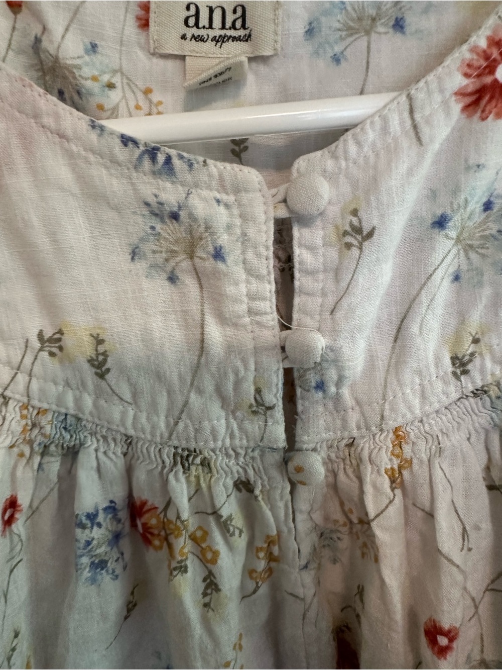 a.n.a White Floral Peasant Blouse with Red, Blue & Yellow Flowers - Picture 3 of 4